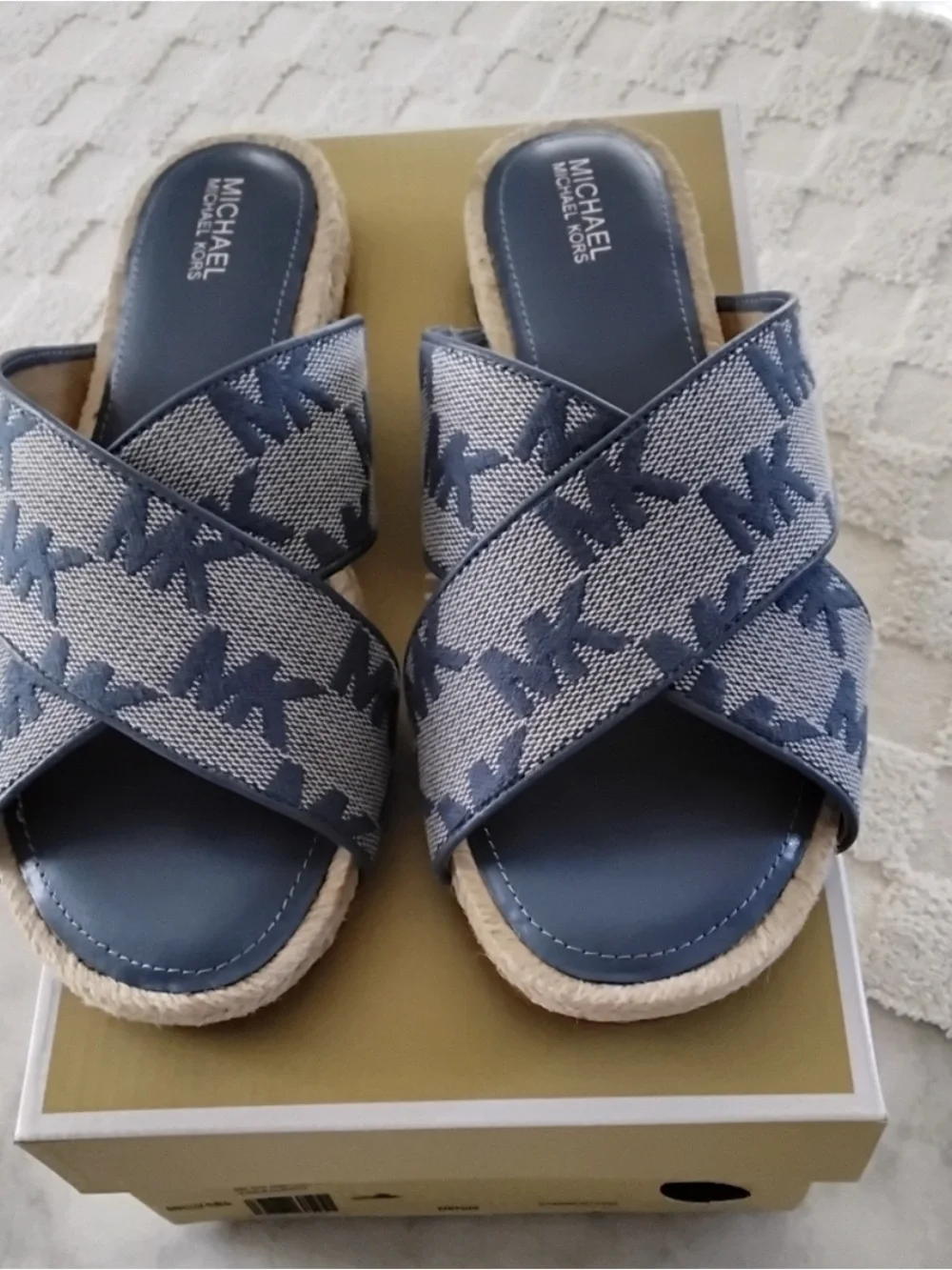 MICHAEL Michael Kors Blue Crossband Espadrille Slides
